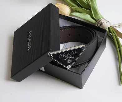 (국내배송) 프라다 삼각 로고 사피아노 레더 벨트