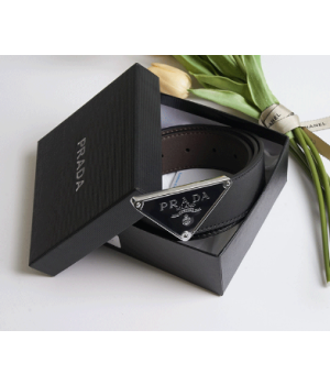 (국내배송) 프라다 삼각 로고 사피아노 레더 벨트