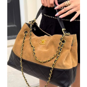 (국내배송) 샤넬 25A 공방 스웨이드 투톤 쇼퍼 백