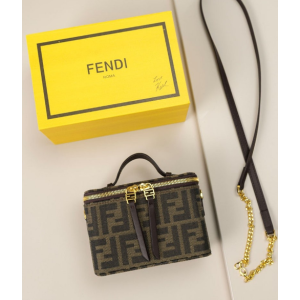 (국내배송) 펜디 배니티 토바코 브라운 FF 자카드 패브릭 미니 백