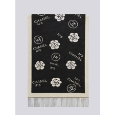 (국내배송) 샤넬 넘버 5 까멜리아 아트워크 울 자카드 태슬 숄 머플러