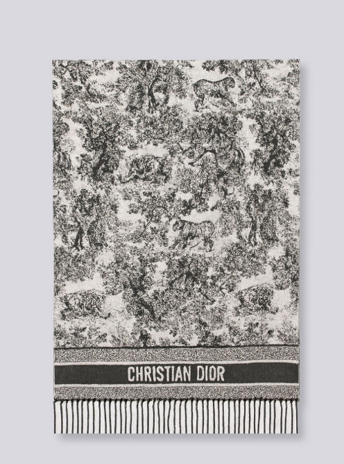 (국내배송) 디올 Toile De Jouy 소바쥬 클래식 울 자카드 태슬 숄 머플러