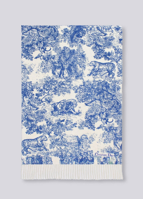 (국내배송) 디올 Toile De Jouy 새비지 클래식 울 자카드 태슬 숄 머플러