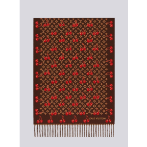 (국내배송) 루이비통 모노그램 체리 울 자카드 태슬 숄 머플러