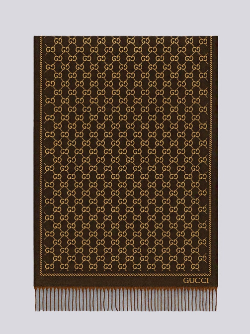 (국내배송) 구찌 GG 울 자카드 태슬 숄 머플러