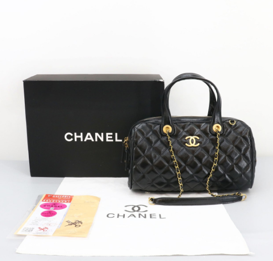 (국내배송) 샤넬 라지 볼링백 카프스킨 골드 메탈 블랙