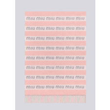 (국내배송) 미우미우 로고 스트라이프 울 자카드 태슬 숄 머플러