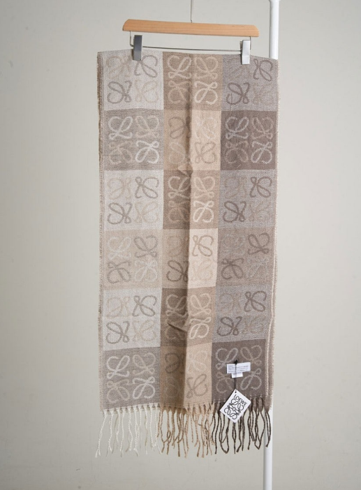 (국내배송) 로에베 아나그램 패턴 울 프린지 머플러