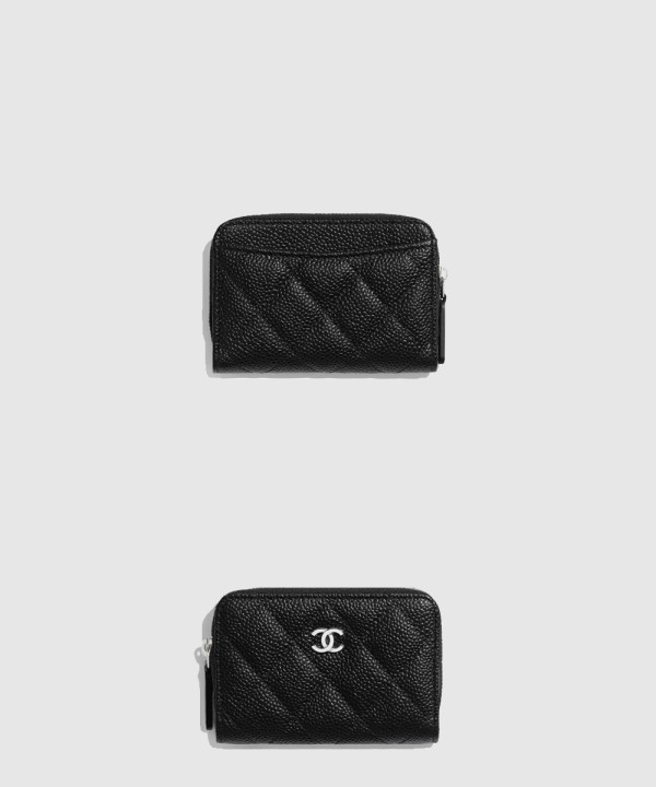 샤넬 클래식 지퍼 카드 지갑 캐비어 블랙 AP0216