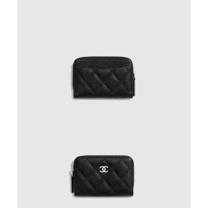샤넬 클래식 지퍼 카드 지갑 캐비어 블랙 AP0216