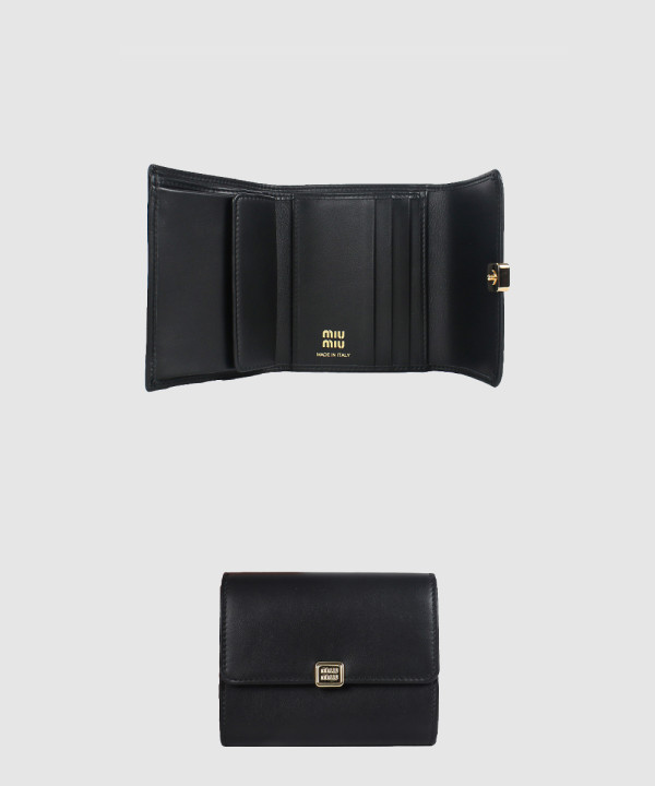 미우미우 로고 레더 반지갑 5MH040
