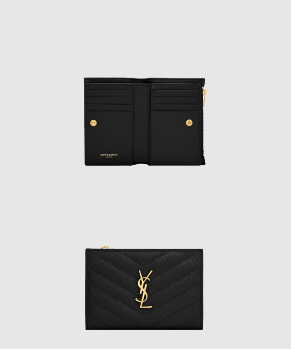 생로랑 모노그램 지퍼 투파트 반지갑 575974