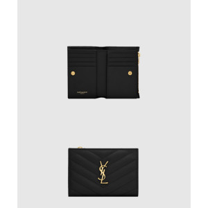 생로랑 모노그램 지퍼 투파트 반지갑 575974