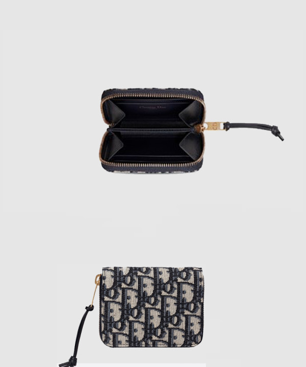 디올 오블리크 지퍼 어라운드 카드 지갑 S5538