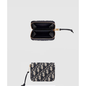 디올 오블리크 지퍼 어라운드 카드 지갑 S5538