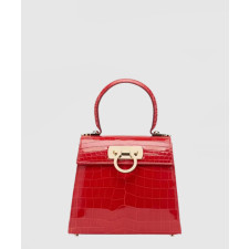 페라가모 간치니 버클 크로커다일 레더 탑 핸들백 212270