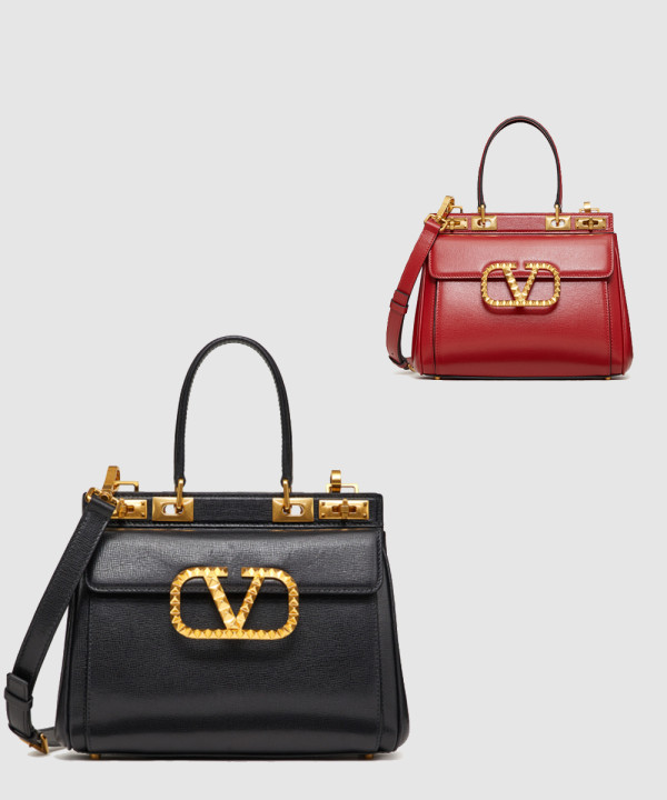 발렌티노 락스터드 미디움 핸드백