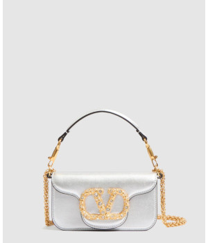 발렌티노 가라바니 로코 주얼 로고 장식 라미네이트 카프스킨 스몰 숄더백