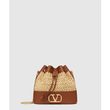 발렌티노 브이로고 시그니처 라피아 미니 버킷백