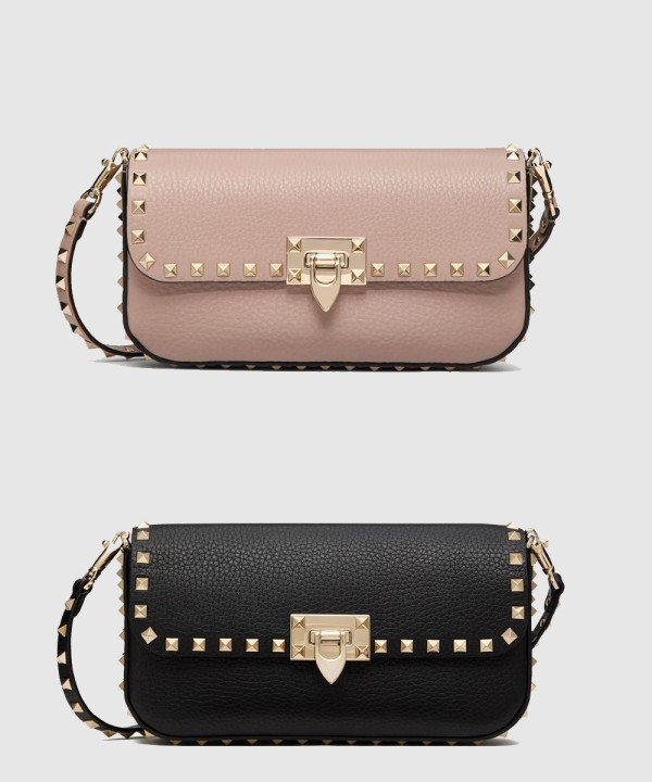 발렌티노 가라바니 락스터드 그레이니 카프스킨 숄더백