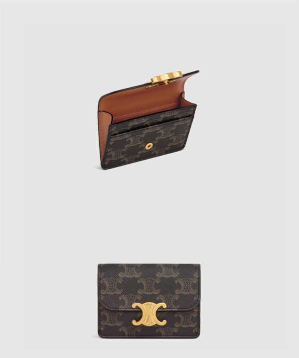 셀린느 트리옹프 플랩 카드 지갑 10I582