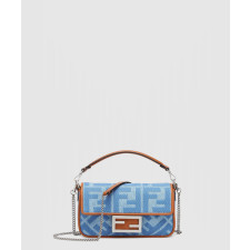 펜디 바게트 데님 FF 엠브로이드 체인 숄더백 미니 8BS017