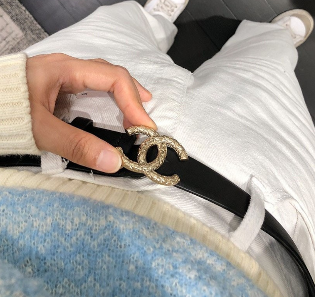 (국내배송) 샤넬 수입 골드 CC로고 클래식 레더 벨트