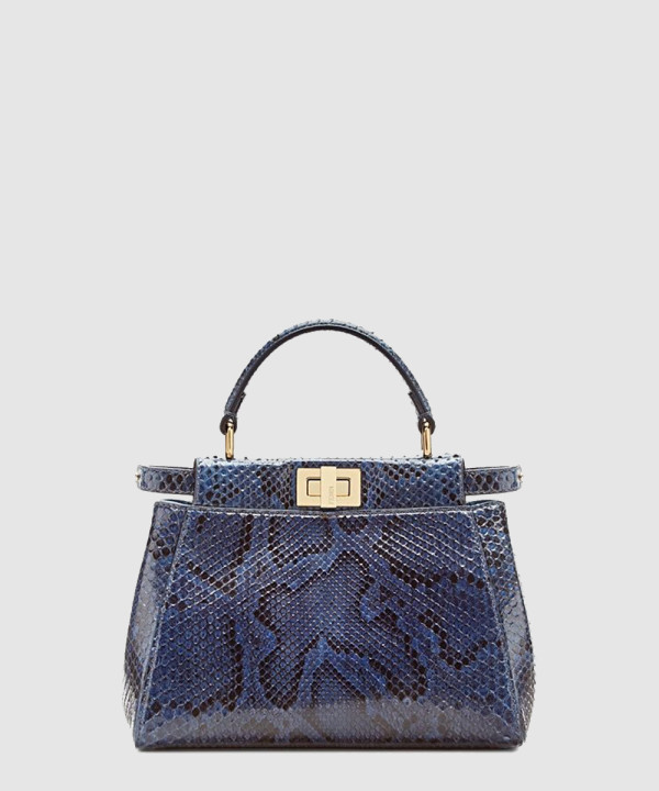 펜디 피카부 아이콘 미디엄 파이썬 가죽 핸드백 8BN244