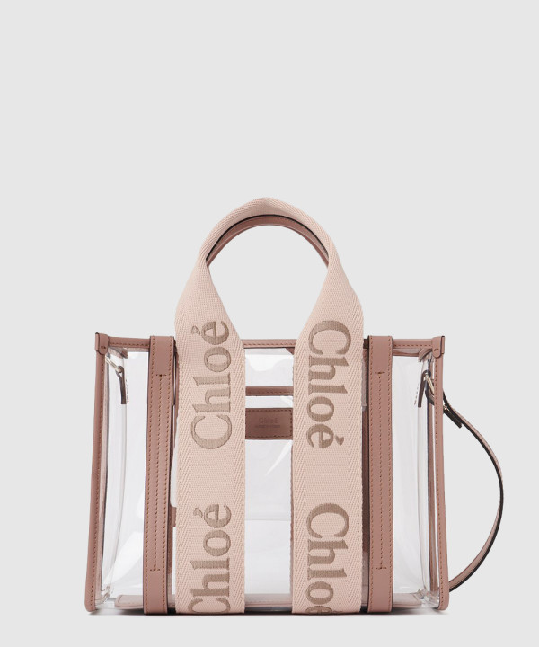 끌로에 우디 로고 PVC 투명 토트백 US397