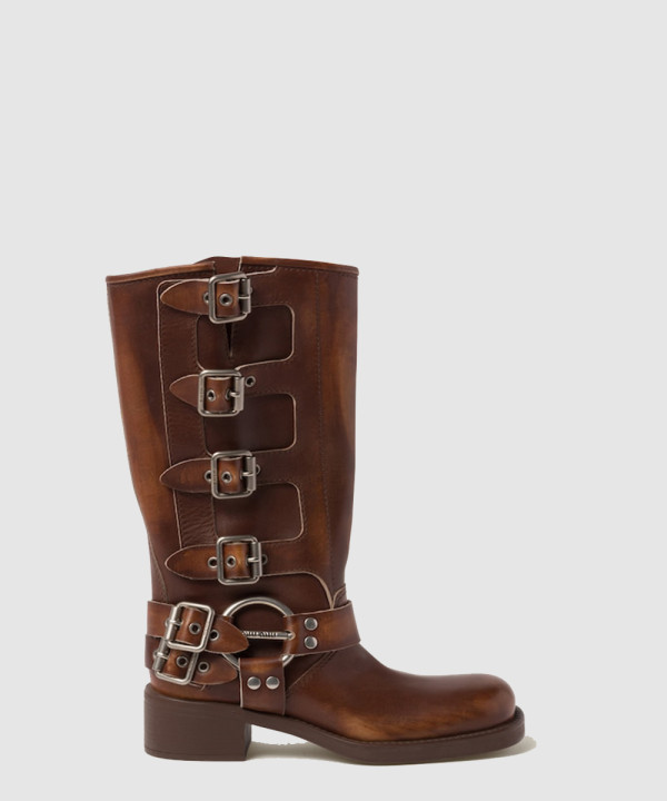 미우미우 가죽 바이커 부츠 5W792D