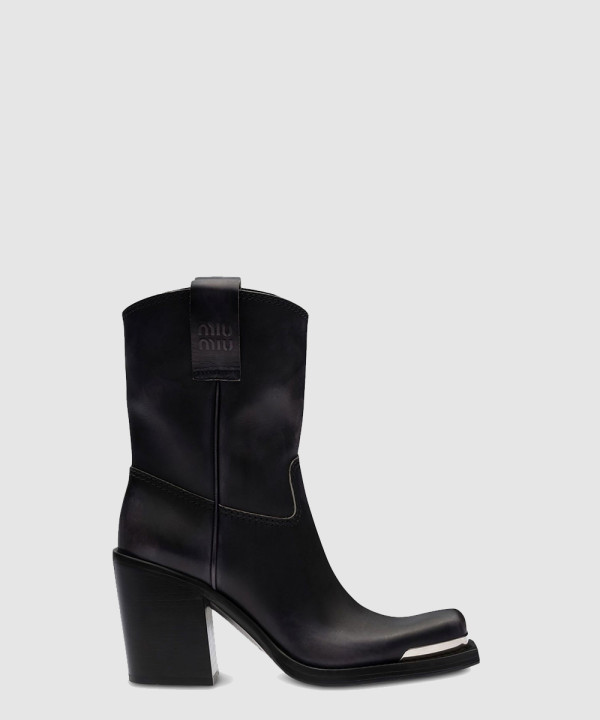 미우미우 로고 메탈 스퀘어 부츠 5T860D