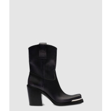 미우미우 로고 메탈 스퀘어 부츠 5T860D