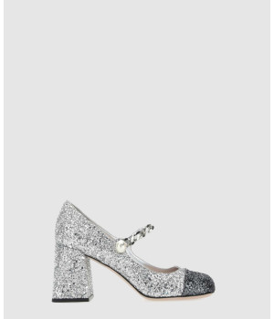 미우미우 글리터 펄 체인 펌프스 5I248D