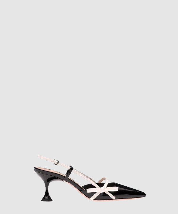 미우미우 리본 디테일 에나멜 슬링백 5I445D