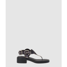미우미우 버클 레더 스트랩 샌들 5Y199E