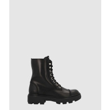 미우미우 레이스업 레더 워커 부츠 5U651D