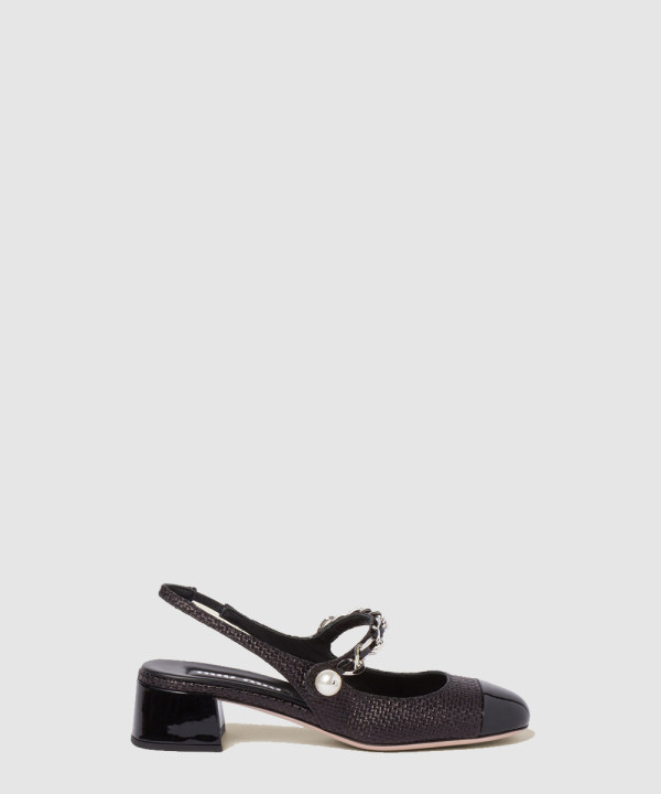 미우미우 페이던트 슬링백 펌프스 5I045E