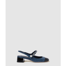 미우미우 펄 체인 데님 슬링백 5I048E