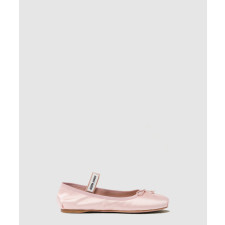 미우미우 새틴 발레리나 플랫 슈즈 5F794D