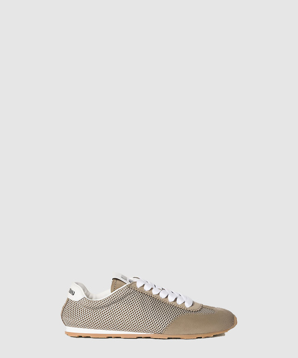 미우미우 플룸 메쉬 스웨이드 스니커즈 5E388E