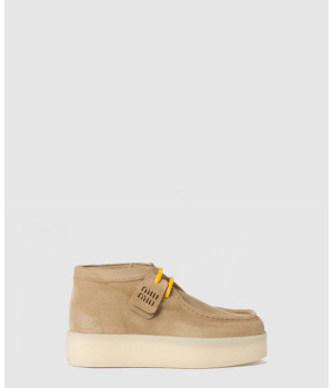 미우미우 스웨이드 델라베 웨지 앵클 부츠 5T263E