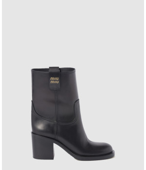 미우미우 로고 라벨 레더 부츠 5U966D
