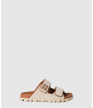 미우미우 캔버스 슬라이드 뮬 5XX658