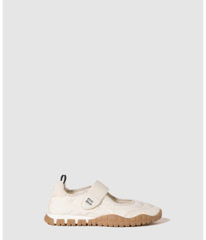 미우미우 타이어 테크니컬 스웨이드 발레리나 5F416E