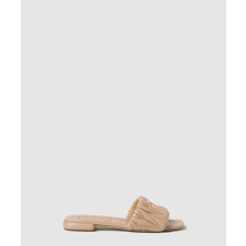 미우미우 마테라쎄 로고 나파 레더 슬라이드 5XX605