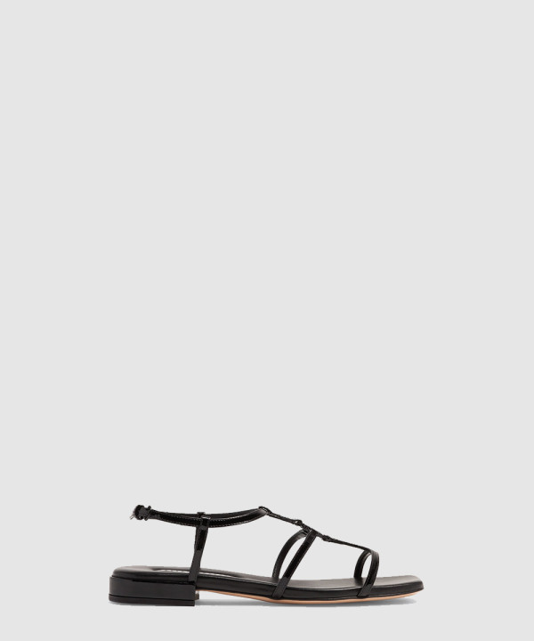 미우미우 로고 스트랩 플랫 샌들 5X896D