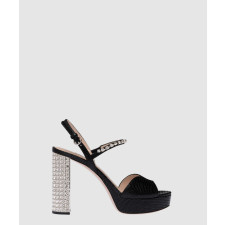 미우미우 리자드 프린트 레더 플랫폼 샌들 5XP877