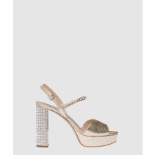 미우미우 리자드 프린트 레더 플랫폼 샌들 5XP877