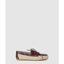 미우미우 블리치드 레더 보트 로퍼 5D376E