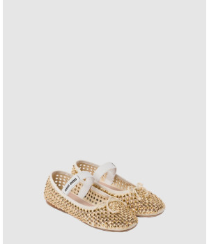 미우미우 크리스탈 발레리나 플랫 슈즈 5F855D